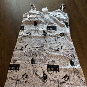 🤍 NEW Satin Newspaper Print Dress 🤍